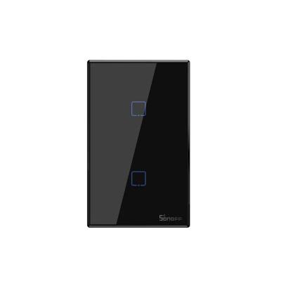 Smart WiFi настенный Выключатель двухклавишный Euro Module, чёрный цвет артикул: T3UE2C
