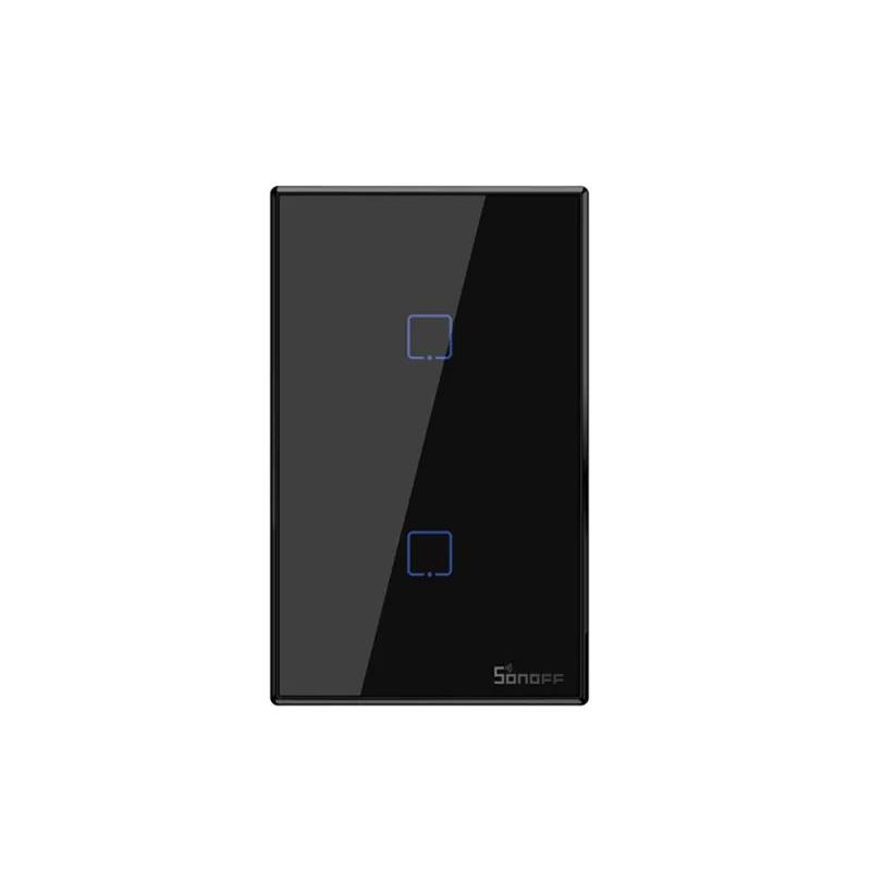 Smart WiFi настенный Выключатель двухклавишный Euro Module, чёрный цвет артикул: T3UE2C