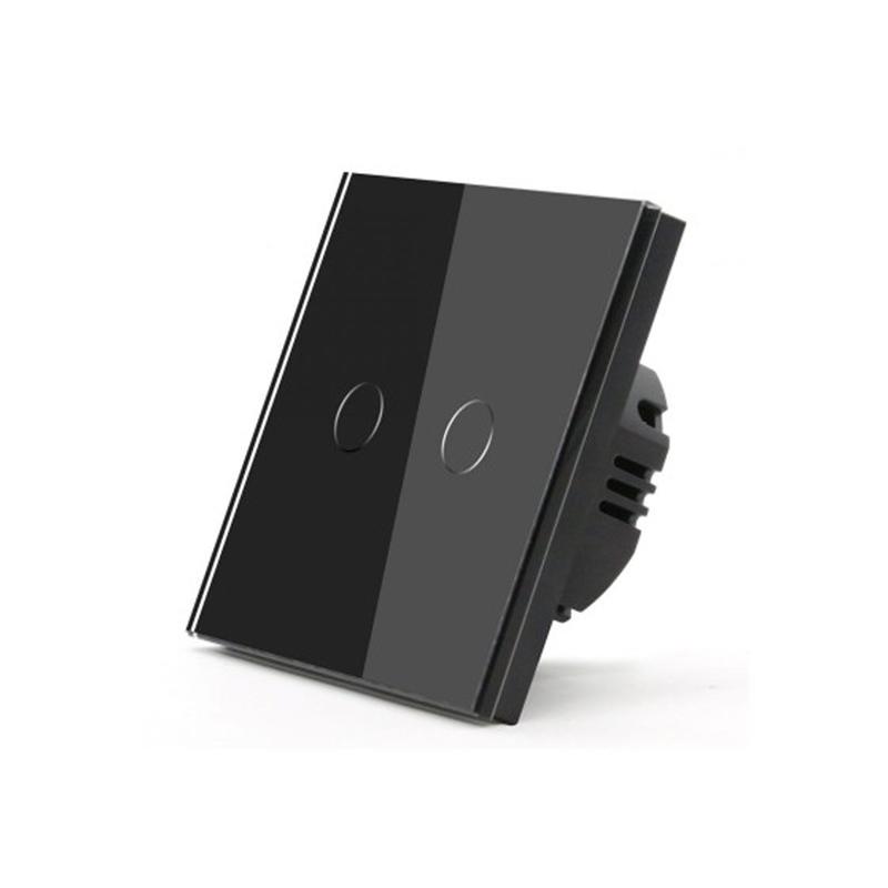 Smart WiFi настенный Выключатель двухклавишный, чёрный цвет артикул: T3UK2C