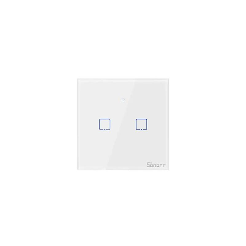 Smart WiFi настенный Выключатель двухклавишный, белый цвет артикул: T0UK2C