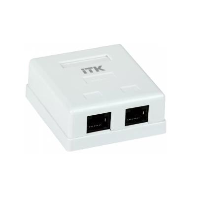 ITK Настенная информационная розетка RJ45 8P8C, кат.6 UTP, 2-порта, белая