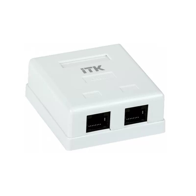 ITK Настенная информационная розетка RJ45 8P8C, кат.6 UTP, 2-порта, белая