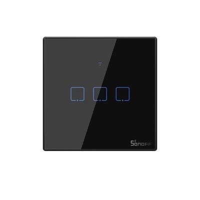 Smart WiFi настенный Выключатель трехклавишный Euro Module, чёрный цвет артикул: T3UE3C