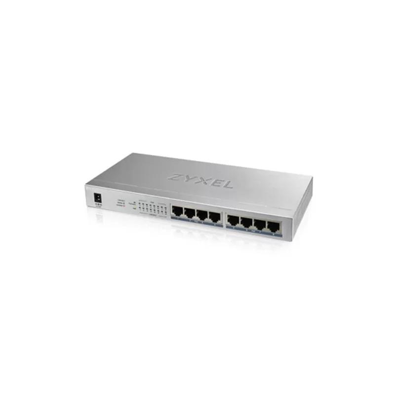 Коммутатор PoE+ Zyxel GS1008HP, 8xGE PoE+, настольный, металлический, бесшумный, бюджет PoE 60 Вт
