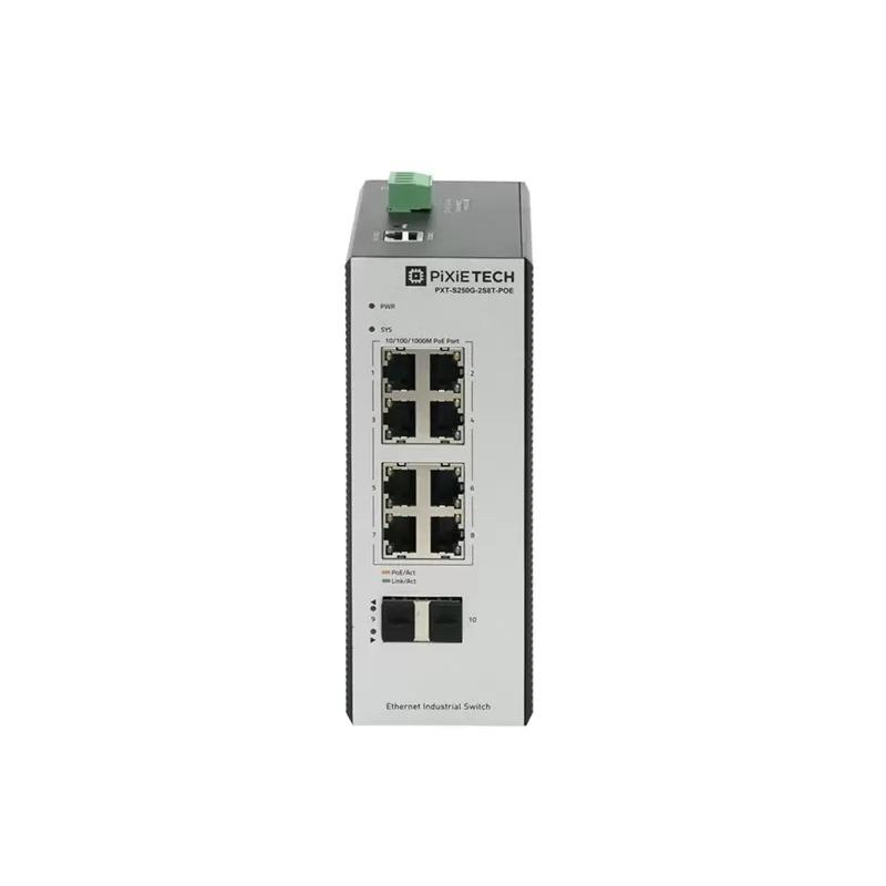 Управляемый промышленный POE коммутатор Pixietech PXT-S250G-2S8T-POE