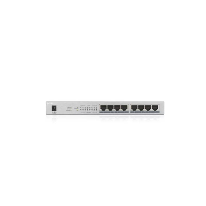 Коммутатор PoE+ Zyxel GS1008HP, 8xGE PoE+, настольный, металлический, бесшумный, бюджет PoE 60 Вт