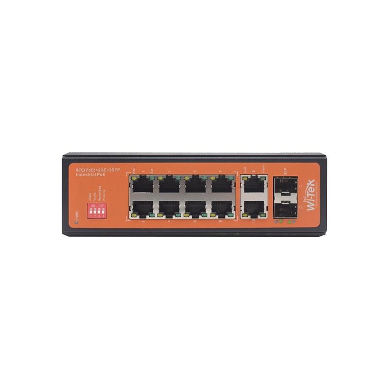 Промышленный неуправляемый 240W PoE коммутатор Wi-Tek WI-PS212GF-I Гигабитный